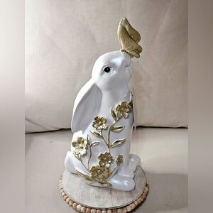 Elegant White and Gold Rabbit Figurine Laura Ashley